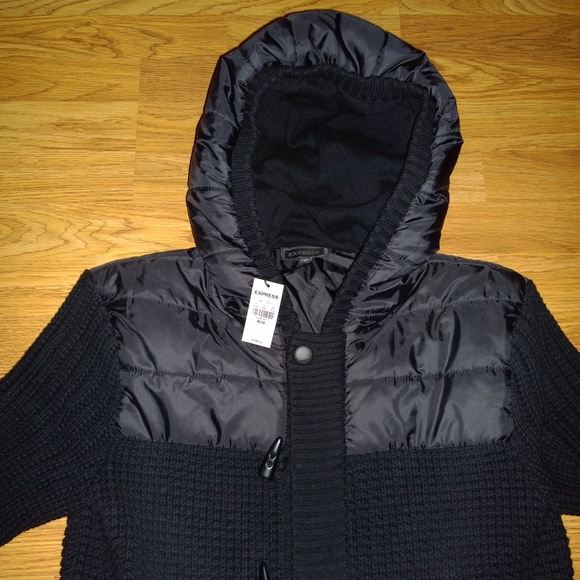 Men's EXPRESS Hooded Knit Sweater | Jacket | Coat - Picture 4 of 7